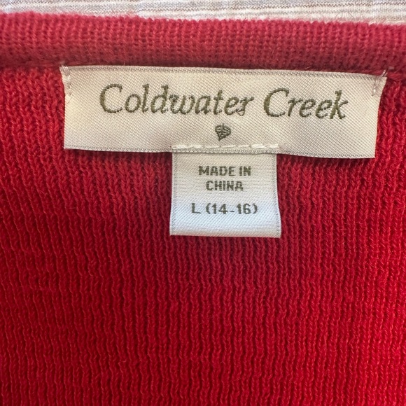 Coldwater Creek Red Ruffle Neck Sweater, Size L - Picture 9 of 11